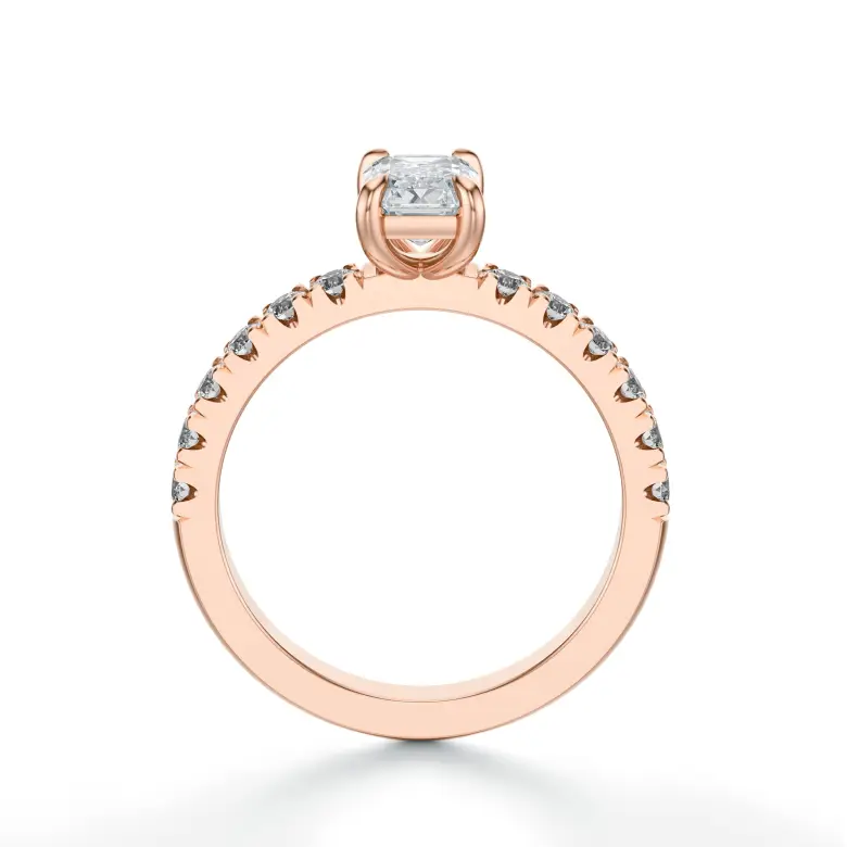 Pierścionek z diamentem szlif szmaragdowy różowe złoto SBPZ_061